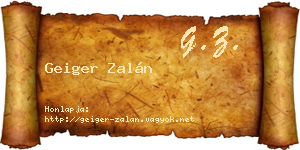 Geiger Zalán névjegykártya